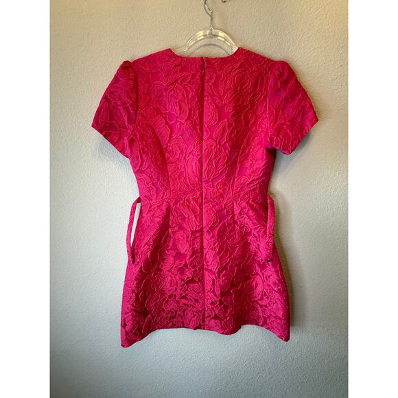 NWT Sachin + Babi Rue Cloque Belted Mini A-Line Dress Fuchsia Pink Womens Size 4 - Picture 4 of 5